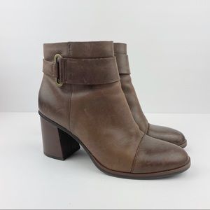 KORK-EASE Decola Brown Leather Moto Ankle Booties